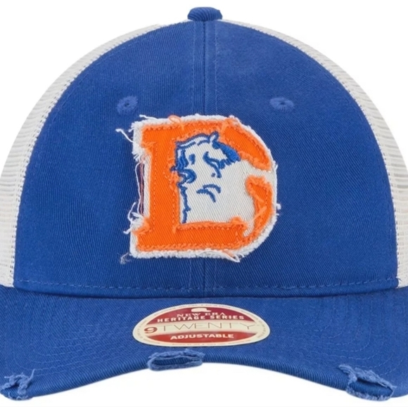 Denver Broncos New Era Frayed Twill 9TWENTY Trucker Adjustable Hat cap - Picture 3 of 5